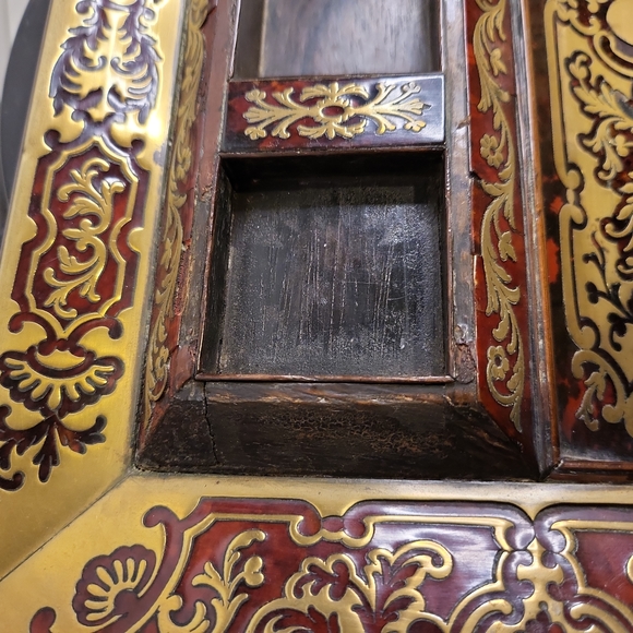 Antique circa Mid 1800s French Boulle Inkwell Stand Tray w/o the Glass Inkwells - Picture 5 of 13